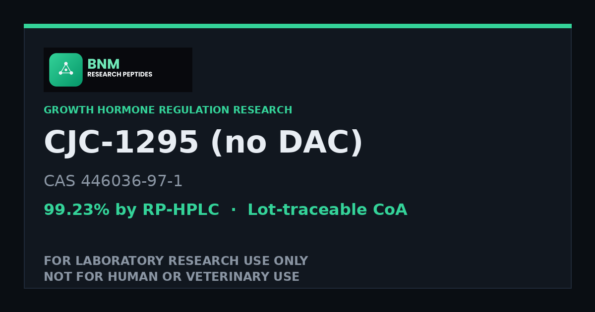 CJC-1295 (no DAC) research peptide reference material, CAS 446036-97-1, laboratory research use only
