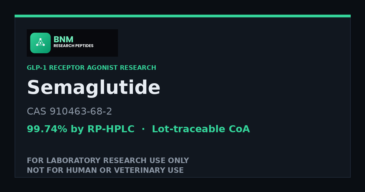 Semaglutide (CAS 910463-68-2) — Research Peptide, ≥99% HPLC