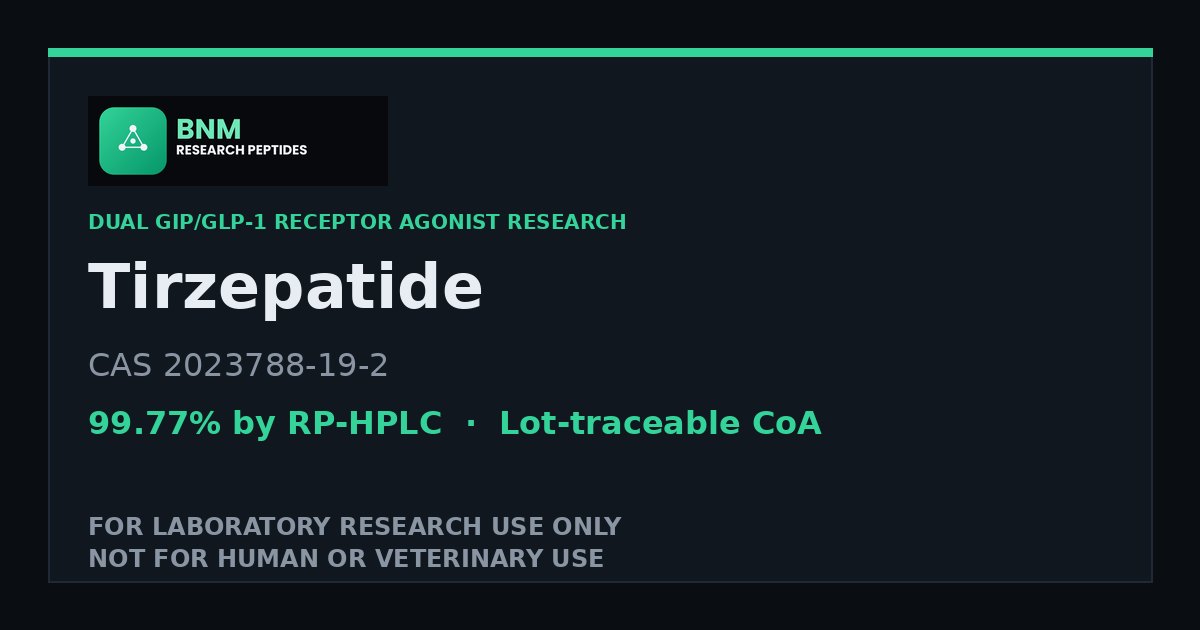 Tirzepatide (CAS 2023788-19-2) — Research Peptide, ≥99% HPLC
